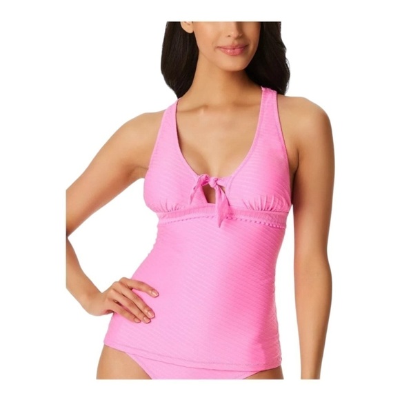 JESSICA SIMPSON Textured Tie-Front Pretty In Pique Swim Top NWT - Picture 1 of 6
